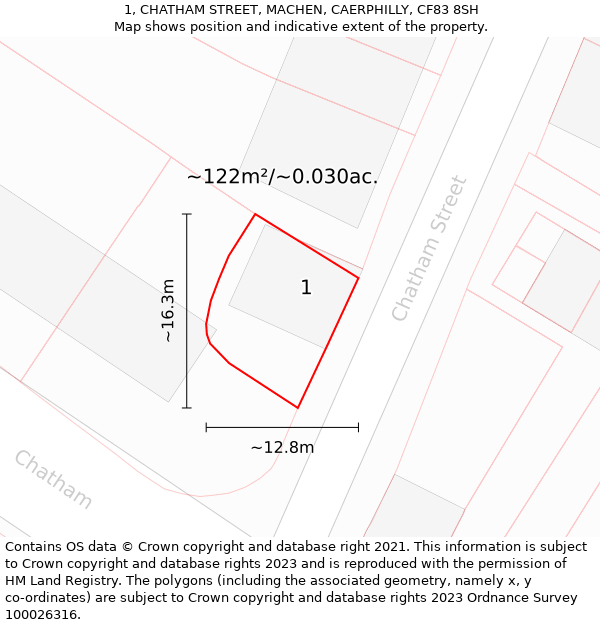 1, CHATHAM STREET, MACHEN, CAERPHILLY, CF83 8SH: Plot and title map