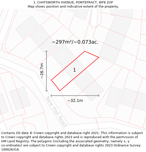 1, CHATSWORTH AVENUE, PONTEFRACT, WF8 2UP: Plot and title map