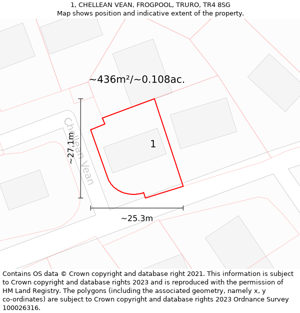 1, CHELLEAN VEAN, FROGPOOL, TRURO, TR4 8SG: Plot and title map