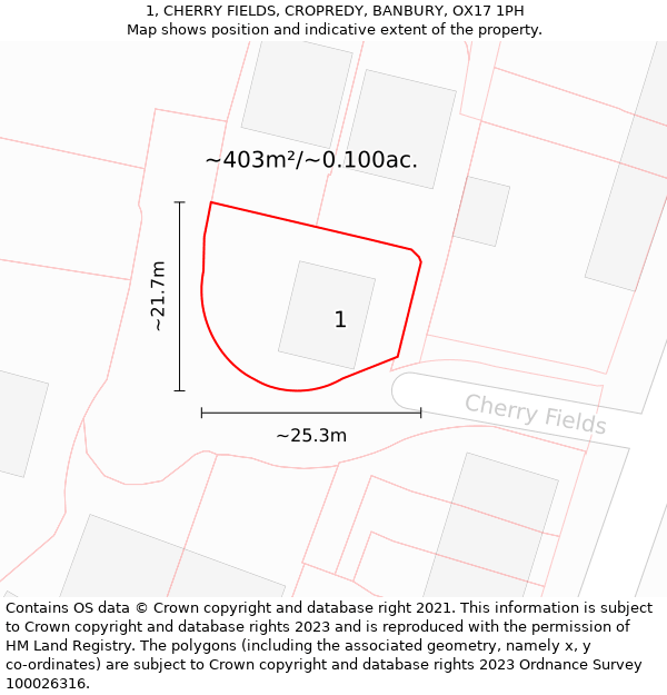 1, CHERRY FIELDS, CROPREDY, BANBURY, OX17 1PH: Plot and title map