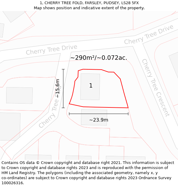 1, CHERRY TREE FOLD, FARSLEY, PUDSEY, LS28 5FX: Plot and title map