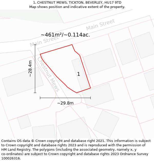 1, CHESTNUT MEWS, TICKTON, BEVERLEY, HU17 9TD: Plot and title map