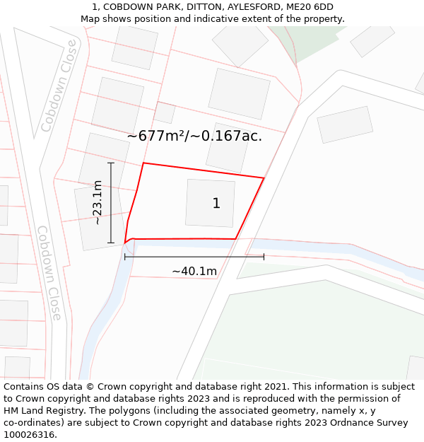 1, COBDOWN PARK, DITTON, AYLESFORD, ME20 6DD: Plot and title map