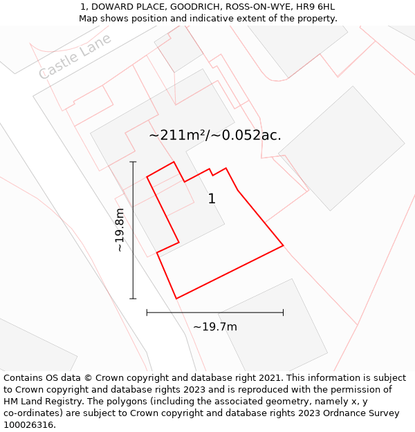 1, DOWARD PLACE, GOODRICH, ROSS-ON-WYE, HR9 6HL: Plot and title map