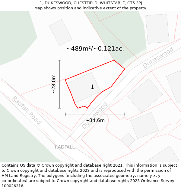 1, DUKESWOOD, CHESTFIELD, WHITSTABLE, CT5 3PJ: Plot and title map