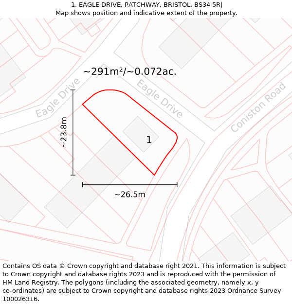 1, EAGLE DRIVE, PATCHWAY, BRISTOL, BS34 5RJ: Plot and title map