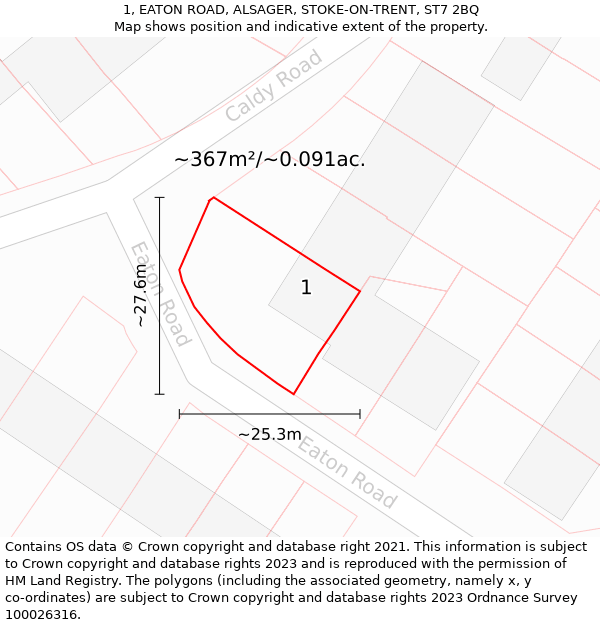 1, EATON ROAD, ALSAGER, STOKE-ON-TRENT, ST7 2BQ: Plot and title map