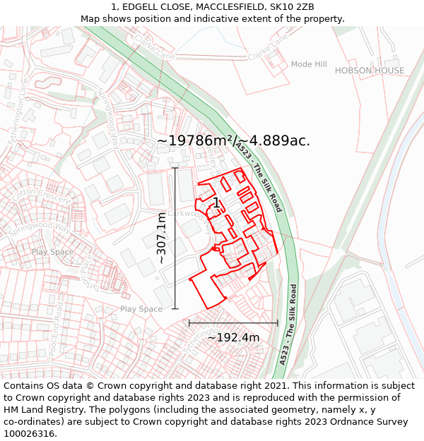 1, EDGELL CLOSE, MACCLESFIELD, SK10 2ZB: Plot and title map