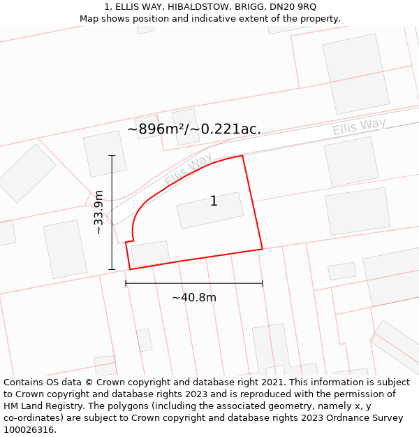 1, ELLIS WAY, HIBALDSTOW, BRIGG, DN20 9RQ: Plot and title map