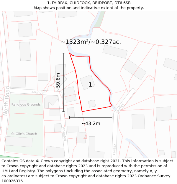 1, FAIRFAX, CHIDEOCK, BRIDPORT, DT6 6SB: Plot and title map