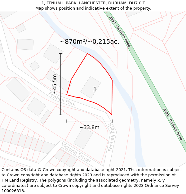 1, FENHALL PARK, LANCHESTER, DURHAM, DH7 0JT: Plot and title map