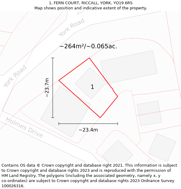 1, FERN COURT, RICCALL, YORK, YO19 6RS: Plot and title map