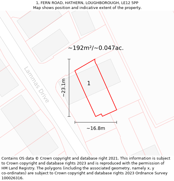 1, FERN ROAD, HATHERN, LOUGHBOROUGH, LE12 5PP: Plot and title map