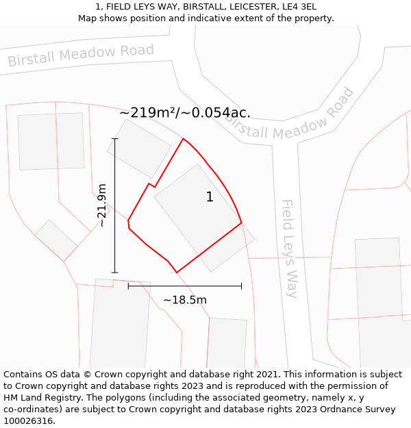 1, FIELD LEYS WAY, BIRSTALL, LEICESTER, LE4 3EL: Plot and title map