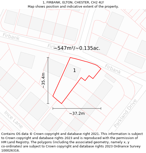 1, FIRBANK, ELTON, CHESTER, CH2 4LY: Plot and title map