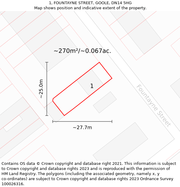 1, FOUNTAYNE STREET, GOOLE, DN14 5HG: Plot and title map