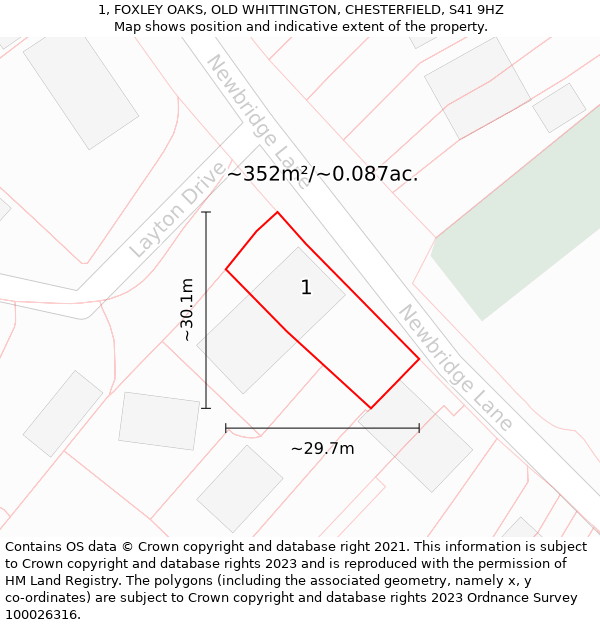 1, FOXLEY OAKS, OLD WHITTINGTON, CHESTERFIELD, S41 9HZ: Plot and title map