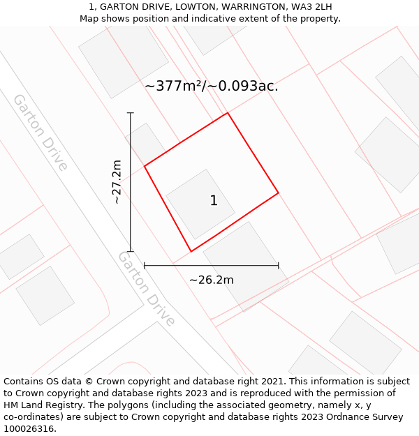 1, GARTON DRIVE, LOWTON, WARRINGTON, WA3 2LH: Plot and title map