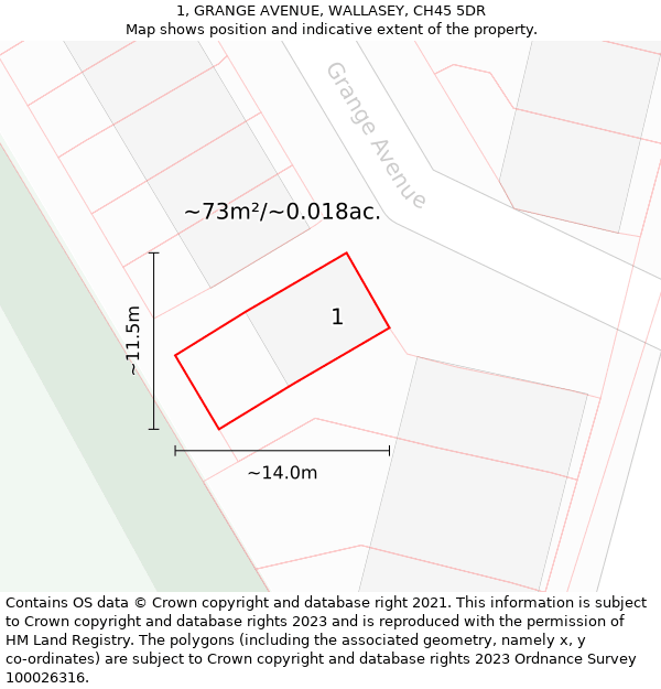 1, GRANGE AVENUE, WALLASEY, CH45 5DR: Plot and title map