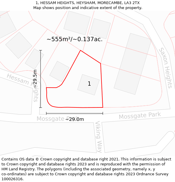 1, HESSAM HEIGHTS, HEYSHAM, MORECAMBE, LA3 2TX: Plot and title map