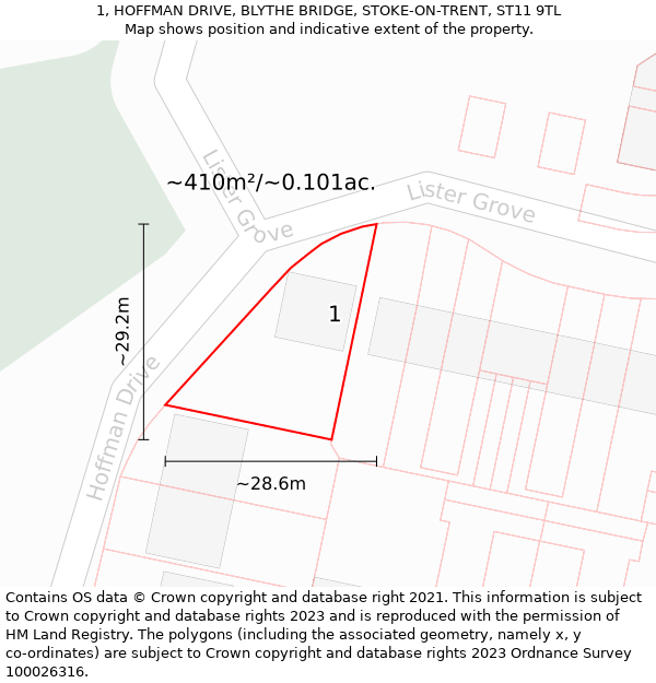 1, HOFFMAN DRIVE, BLYTHE BRIDGE, STOKE-ON-TRENT, ST11 9TL: Plot and title map