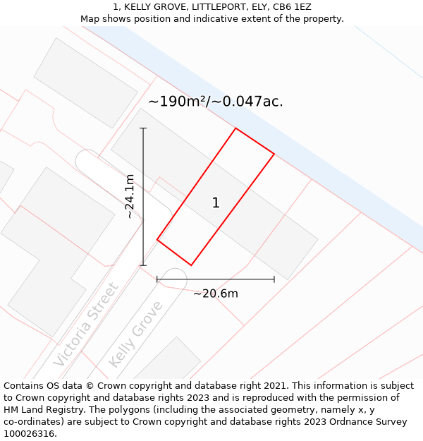 1, KELLY GROVE, LITTLEPORT, ELY, CB6 1EZ: Plot and title map