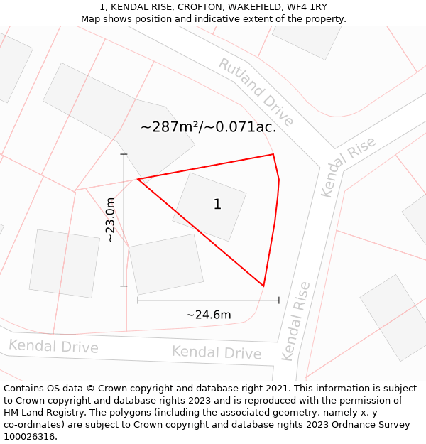 1, KENDAL RISE, CROFTON, WAKEFIELD, WF4 1RY: Plot and title map