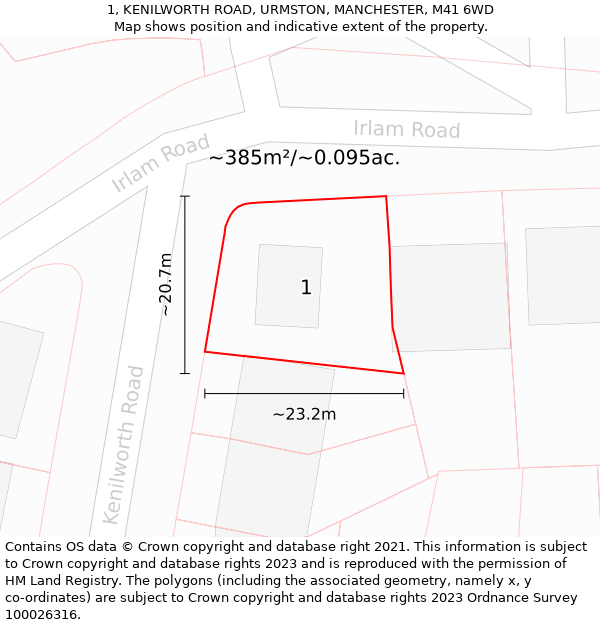 1, KENILWORTH ROAD, URMSTON, MANCHESTER, M41 6WD: Plot and title map