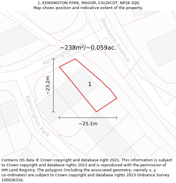 1, KENSINGTON PARK, MAGOR, CALDICOT, NP26 3QG: Plot and title map