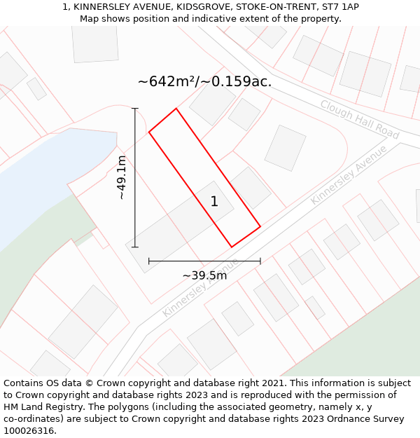 1, KINNERSLEY AVENUE, KIDSGROVE, STOKE-ON-TRENT, ST7 1AP: Plot and title map