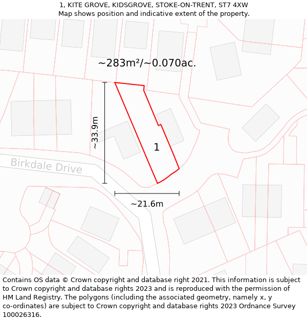 1, KITE GROVE, KIDSGROVE, STOKE-ON-TRENT, ST7 4XW: Plot and title map