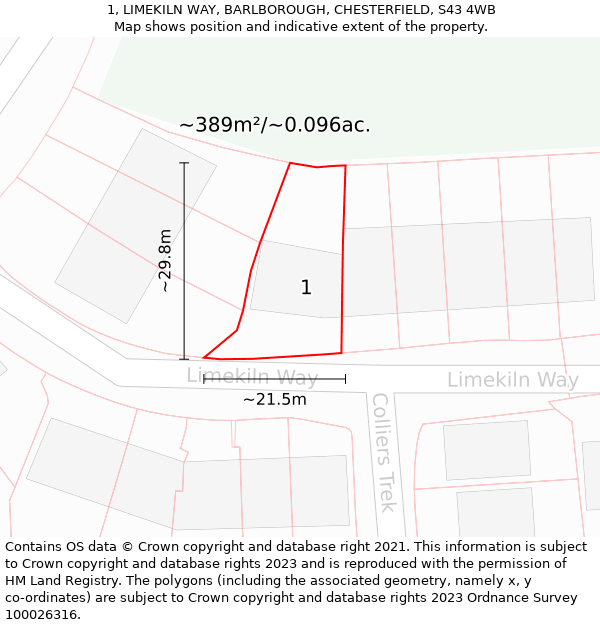 1, LIMEKILN WAY, BARLBOROUGH, CHESTERFIELD, S43 4WB: Plot and title map