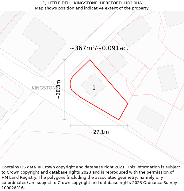 1, LITTLE DELL, KINGSTONE, HEREFORD, HR2 9HA: Plot and title map