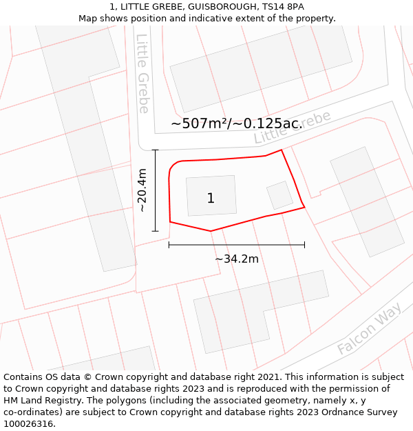 1, LITTLE GREBE, GUISBOROUGH, TS14 8PA: Plot and title map