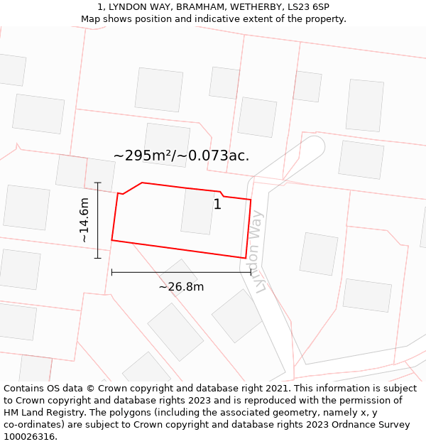 1, LYNDON WAY, BRAMHAM, WETHERBY, LS23 6SP: Plot and title map