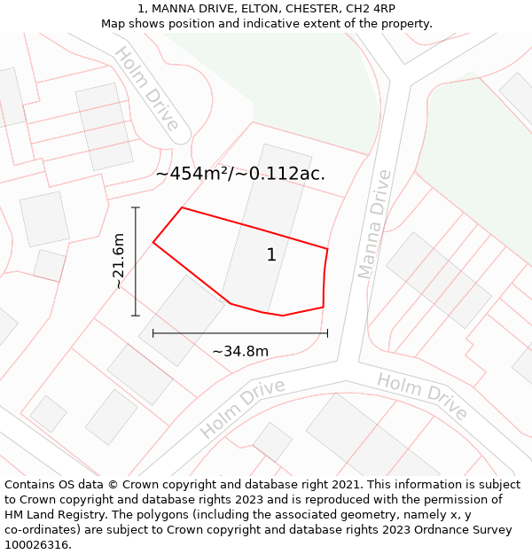 1, MANNA DRIVE, ELTON, CHESTER, CH2 4RP: Plot and title map