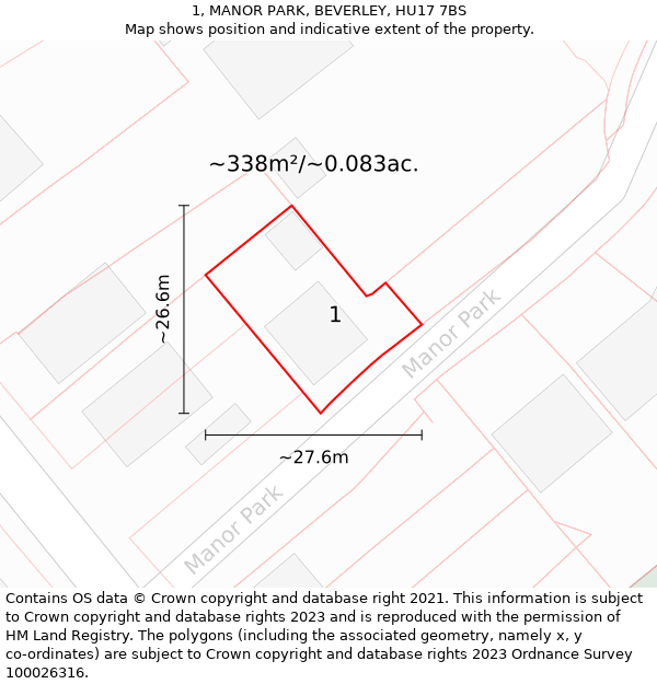 1, MANOR PARK, BEVERLEY, HU17 7BS: Plot and title map