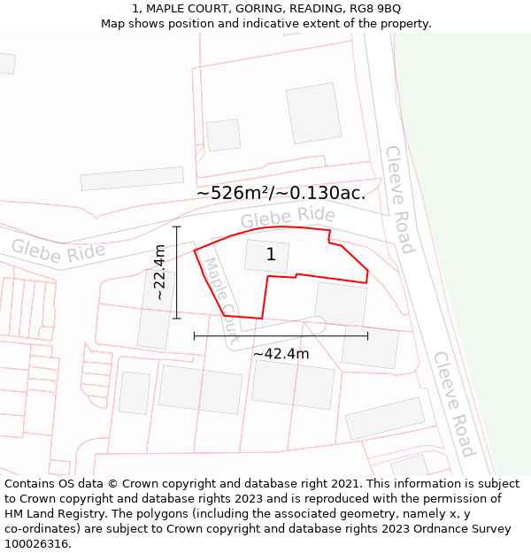 1, MAPLE COURT, GORING, READING, RG8 9BQ: Plot and title map