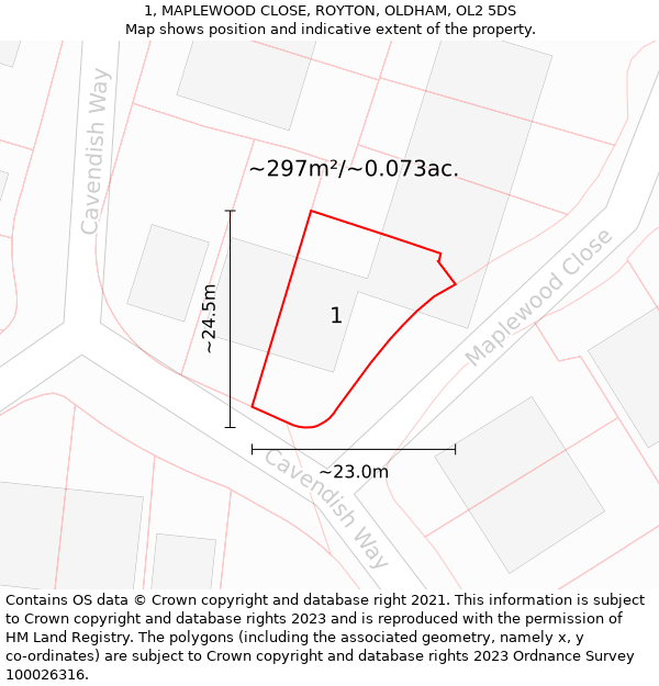 1, MAPLEWOOD CLOSE, ROYTON, OLDHAM, OL2 5DS: Plot and title map