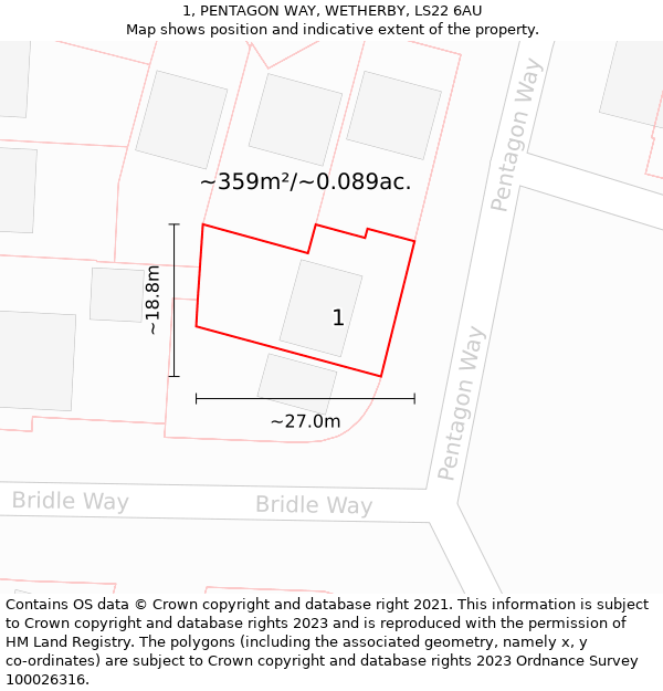 1, PENTAGON WAY, WETHERBY, LS22 6AU: Plot and title map