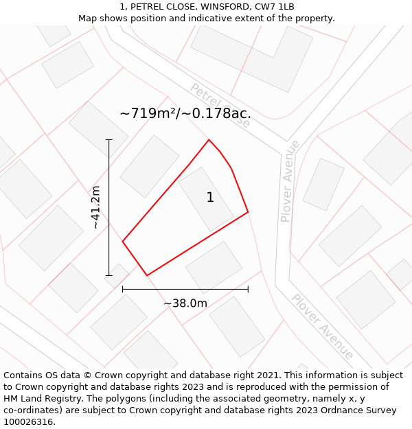 1, PETREL CLOSE, WINSFORD, CW7 1LB: Plot and title map