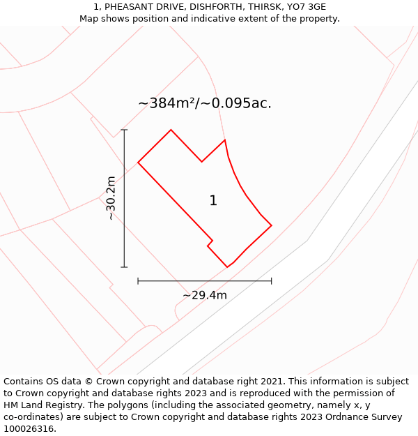 1, PHEASANT DRIVE, DISHFORTH, THIRSK, YO7 3GE: Plot and title map