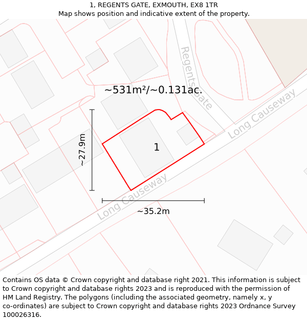 1, REGENTS GATE, EXMOUTH, EX8 1TR: Plot and title map