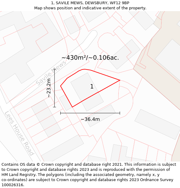 1, SAVILE MEWS, DEWSBURY, WF12 9BP: Plot and title map