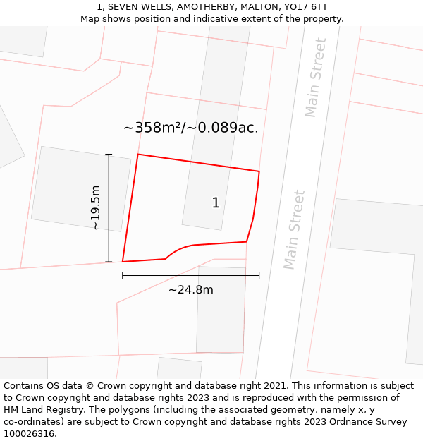 1, SEVEN WELLS, AMOTHERBY, MALTON, YO17 6TT: Plot and title map