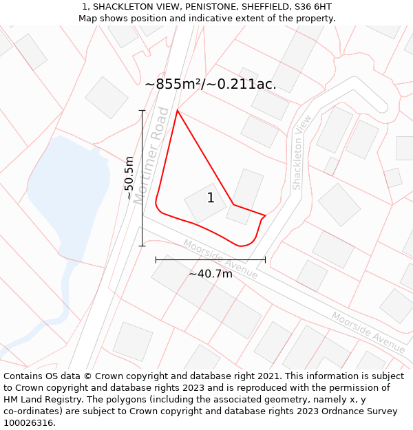 1, SHACKLETON VIEW, PENISTONE, SHEFFIELD, S36 6HT: Plot and title map