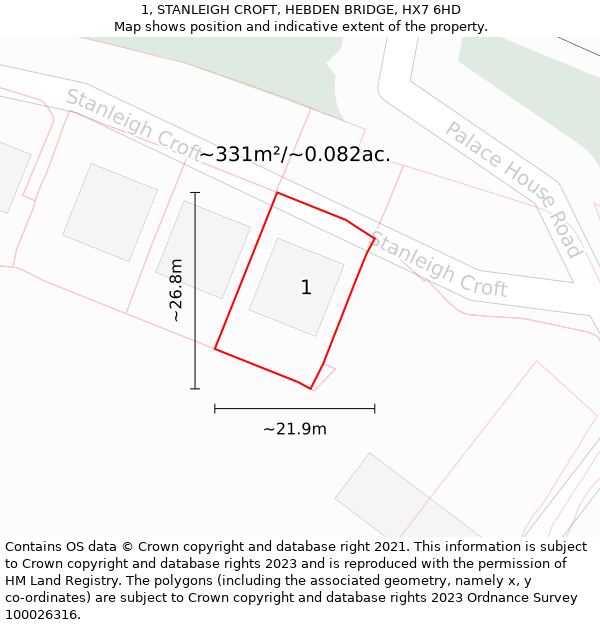 1, STANLEIGH CROFT, HEBDEN BRIDGE, HX7 6HD: Plot and title map