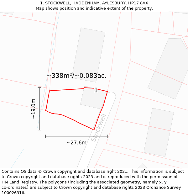 1, STOCKWELL, HADDENHAM, AYLESBURY, HP17 8AX: Plot and title map