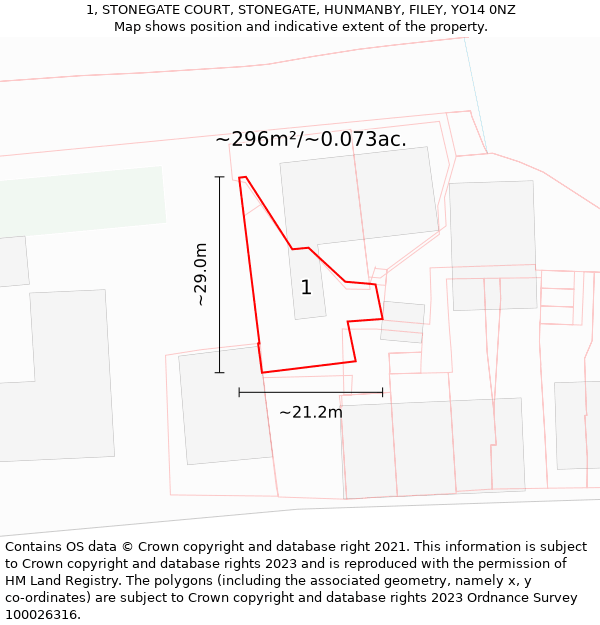 1, STONEGATE COURT, STONEGATE, HUNMANBY, FILEY, YO14 0NZ: Plot and title map