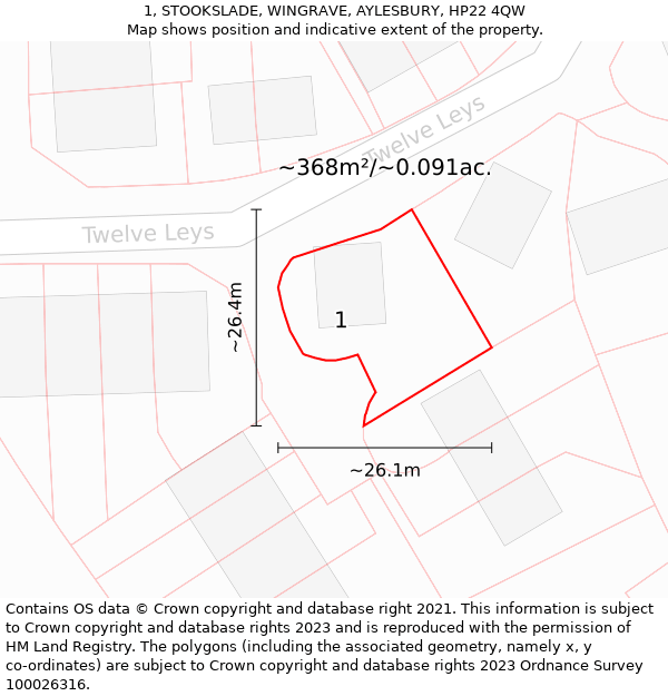 1, STOOKSLADE, WINGRAVE, AYLESBURY, HP22 4QW: Plot and title map